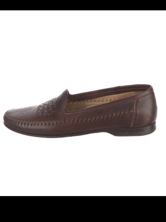 Santoni Brown Woven Leather Slip-On Loafers main image 4